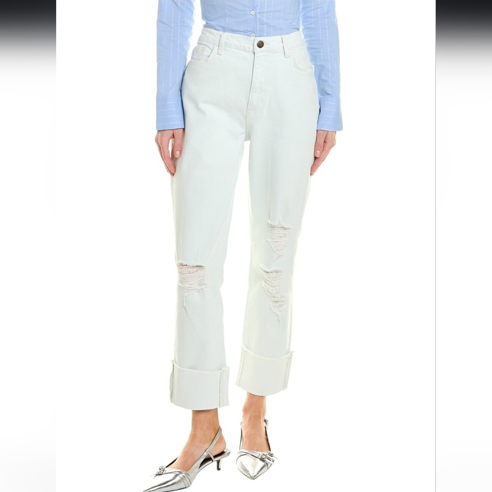 NWT Current/Elliot Acid Washed Distressed Cropped-Relaxed Cut Boyfriend Jean  25